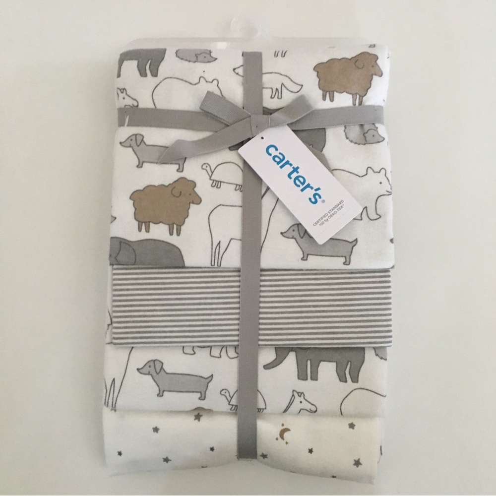 NEW Carter’s 4 pk Receiving Blankets for Baby Variety Prints Animal Star Stripe